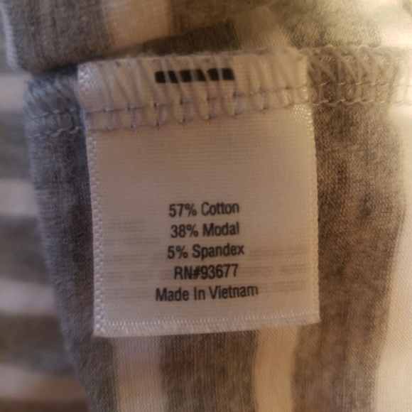 A.N.A. Long Sleeve Top Grey White Stripes Medium M - Picture 8 of 9